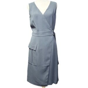 Polo Ralph Lauren Wrap Dress Slate Blue Gray Sleeveless Belted 6 NWT